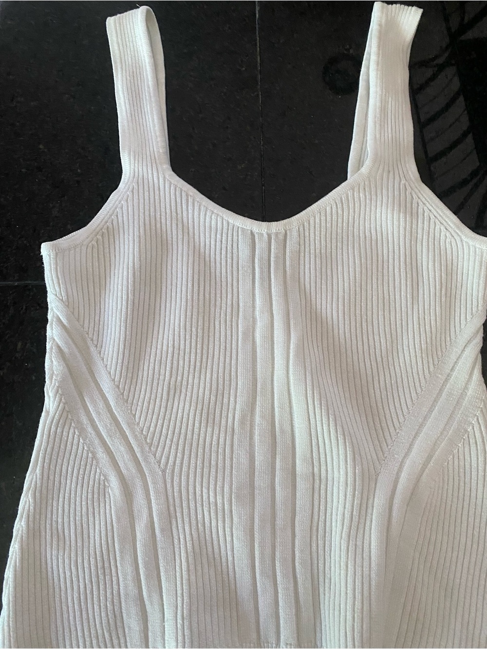 White House Black Market White Ribbed Knit Tank